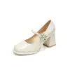 7111B Zapatos de Tacón Grueso de Charol Plataforma Cómoda Mary Jane Tacones Altos para Mujer con Hebilla de Pedrería, Multicolor, Elegantes para Viajes al Trabajo y Bodas