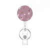 Porta-credencial retráctil de resina epoxi transfronterizo con clip de corazón rosa y lazo para tarjetas de identificación médicas, En stock