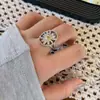 Conjunto de Brincos Colar Anel Pingente Flor Oval Zircônia Agulha de Prata Corrente de Clavícula Versátil Joias de Luxo Leve de Alta Qualidade