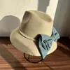 Sombrero de Paja de Verano con Ala Ancha, Sombrero Jazz con Lazo Estilo Japonés, Transpirable y Plegable, Sombrero de Playa para Mujer