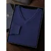 Suéter de Cachemira con Cuello en V y Mangas Largas para Otoño e Invierno Suéter para Hombre Color Sólido Cuello Corazón Camisa Base Informal para Hombre Suéter de Punto Interior