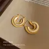 Pendientes de Aro Grandes Texturizados Estilo Old Money, Personalidad de Nicho, Estilo Lujo Ligero, Temperamento Exagerado de Gama Alta, Pendientes Transfronterizos para Mujer