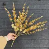 Flores de Nochevieja, Flores Artificiales Doradas, Eucalipto Dorado, Hortensia, Abanico Dorado, Hojas de Ginkgo, Cubo de la Fortuna, Arreglo Floral, Hojas, Flores de Plástico