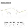 Armazón de Gafas Cat-Eye sin Marco Armazón de Titanio para Mujer con Aspecto Natural 632 Armazón de Gafas de Titanio Puro Ultraligero para Caras Cuadradas y Redondas