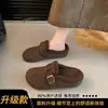 Mules cerrados de suela gruesa estilo Birkenstock para mujer, nuevos mules casuales de fieltro y ante para otoño e invierno 2026
