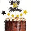Decoração de topo de bolo para festa de aniversário para adultos e crianças, celebração de um ano, sobremesa, enfeites de panificação, bandeirinhas, produtos acabados, atacado
