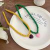Collar de cuentas de amor con contraste de color de diseñador de Corea del Sur Dongdaemun para mujer, novedad 2023, cadena de clavícula