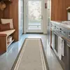 Tapete de Piso de Cocina de Lino Estilo Étnico, Antideslizante, Resistente al Aceite, Tapete Absorbente de Agua, Tapete Largo de Tira para el Hogar, Resistente a las Manchas, Fácil de Mantener, Alfombra de Entrada