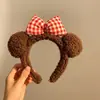 Diadema de Orejas de Gato Transfronteriza Creativa de Dibujos Animados Felpa Estampado de Leopardo Diadema para Lavado de Cara Maquillaje de Niñas Accesorios para el Cabello de Dibujos Animados