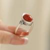 Anillo lingote retro plateado, simple y personalizado, anillo abierto de moneda de cobre rojo del sur estilo chino antiguo, venta directa de fábrica