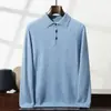 Suéter de cachemira para hombre con cuello POLO, top interior de manga larga, diseño plano de 12 puntos, corte holgado, talla grande, suéter cálido