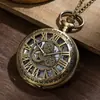 Piezas de Engranaje Populares de Alta Venta Reloj de Bolsillo Hueco con Números Romanos Piezas Mecánicas Clásicas Grandes Reloj de Bolsillo Mecánico de Bronce
