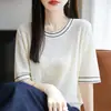 Camiseta de Manga Corta con Calados de Moda para Mujer, Nuevo Estilo Verano 2026, Elegante Top de Punto de Seda Helada Holgado para Mujer