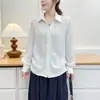 Top Casual Especial para Mujer 2026 Otoño Nuevo Simple para el Trabajo Versátil Color Sólido Camisa de Manga Larga que Ajusta la Cintura 0706