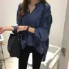 Camisa Simples de Temperamento Nova para Mulheres Plus Size Outono Manga Longa Top Solto Camisa BF Camisa Base