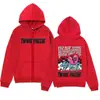 Sudadera con cremallera y estampado de letras de amor de diseño simple y moderno, Sudadera con capucha para hombre