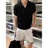 Camisa polo, camisa de punto, camiseta de manga corta para hombre, cuello en V, cuello de gaviota, texturizada, estilo old money, seda de hielo, verano, venta al por mayor de fábrica transfronteriza