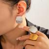 Aretes de Anillo Cuadrado Simple Transfronterizo Europeo y Americano Traje Joyería de Venta Caliente Acero de Titanio Chapado en Oro