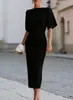 2026 Vestido Elegante de Longitud Media con Cintura Ajustada Adelgazante para Mujer