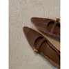 Primer Encuentro de la Temporada: Zapatos Mary Jane Retro de Gamuza con Punta Fina y Tacón Grueso de Moda para Mujer, Zapatos de Tacón Medio de Color Sólido y Correa Única Versátiles