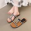 Elegantes Chanclas de Perlas para Mujer, Nuevo Estilo de Verano Zapatillas Versátiles, Sandalias de Cuña Modernas, Ligeras y Cómodas para Mujer