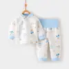 Conjunto de Ropa para Bebé Otoño e Invierno Recién Nacido Clase A Cálido de Tres Capas Conjunto de Dos Piezas Pijama de Cintura Alta con Apertura Lateral Ropa para el Hogar