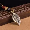 Latão Retrô Uma Folha Riqueza Cobre Puro Chave de Carro Pingente de Cintura Criativo Pequeno Pingente Cobre Puro Pingente Rico da Noite para o Dia