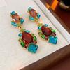 Brincos de Gota d'Água em Prata Vintage Medieval Incrustados com Diamante, Luxo Acessível e Brincos de Alta Qualidade, Corrente de Clavícula Exagerada Personalizada