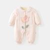 Macacão de bebê inverno fivela frontal roupas de bebê menina florzinha manga longa roupa de engatinhar espessa roupas quentes roupas de bebê