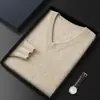 Suéter de Cachemira con Cuello en V para Hombre 2026 Otoño Invierno Nuevo Tejido Capa Base Casual de Negocios Talla Grande Suéter de Cuello Redondo