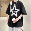 Camiseta Trendy de Peso Pesado Estilo Hong Kong para Hombre Verano Ins Trendy Calle Alta Europea y Americana Algodón Puro Manga Corta Holgada Oversize
