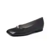 Sapatos de Salto Baixo Estilo Coreano para Mulheres, Couro Genuíno Modelo Novo de Primavera, Cor Sólida Bico Quadrado, Sapatos de Salto Baixo com Furo Baixo em Metal para Mulheres