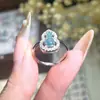 Novo Estilo Chinês Jade Azul Natural Abertura Ajustável Folu Cabaça Anel de Dedo Feminino Moda Estilo Urbano Elegante Luxo Leve