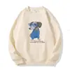 Sudadera Holgada de Cuello Redondo para Mujer, Nuevo Estilo de Invierno, Estampado de Cachorro de Dibujos Animados Retro Americano, Top Grueso de Felpa Engrosada para Mujer