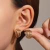 Aretes Populares Transfronterizos de Zirconia Rosa, Aretes Retro de Moda con Diseño Nicho Multicapa en Forma de C, Aretes Elegantes para Mujer