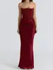 Vestido Longo Sexy Busto de Inverno Novo Estilo, Estilo Elegante e Feminino, Cor Sólida, Simples, De Alta Qualidade, Sem Costas, Ajustado ao Corpo, Vestido Elegante