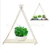 Estante de Almacenamiento de Cuerda de Cáñamo de Madera Personalizado para Montar en la Pared, Organizador de Macetas Colgante de Pared, Colgante de Arte de Pared de Tabla de Madera