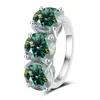 Fornecimento Transfronteiriço Anel Feminino de Prata Esterlina S925 com Três Pedras de Moissanita Anel de Ovo de Pombo de Diamante de Moissanita de Luxo de Alta Qualidade Venda por Atacado