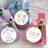 Etiqueta Redonda de Aniversário Dopamine Desenho Animado Fofo Etiqueta de Lembrancinha para Festa de Bebê Etiqueta Pendurada para 100 Dias de Bebê Feliz