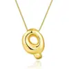 Collar con colgante de 26 letras del alfabeto inglés, chapado en cobre transfronterizo, oro real de 18k, liso, de burbuja de globo, gordito, lindo, versión Q