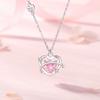 Colar original de coração para coração feminino, prata esterlina, verão, estilo coreano, feminino, coração, amor, rosa, zircônia, corrente para clavícula