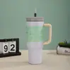 Taza de hielo grande con asa transfronteriza, taza aislada de acero inoxidable 304 con popote, taza portátil para coche