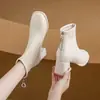 Botines de Cuero Suave de Punta Cuadrada con Tacón Grueso para Mujer, Nueva Colección Otoño/Invierno 2026, con Forro de Felpa, Cierre en la Espalda, Botas de Moda, Adelgazantes, Versátiles, Celebridad de Internet