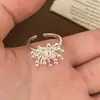 Estilo Francés Lujo Ligero Elegante Sentido de Diseño de Nicho Anillo de Diente de León Elegante Moda Sentido de Gama Alta Chapado en Oro Real Joyería Personalizada