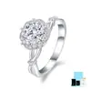 Joia de Qualidade Novo Anel de Prata Esterlina 925 com Diamante Cultivado Incrustado de 1 Quilate Anel Estilo Renda de Corte Banda de Anel Moda Estilo Luxo Leve