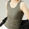 Ropa de Mujer Nueva de Verano 2026, Camiseta sin Mangas Elástica y Cómoda de Cuello Redondo de Color Sólido, Adelgazante y Versátil, Ropa Interior Simple sin Mangas con Tirantes