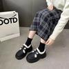 Zapatos de Terciopelo Británicos Pequeños de Cuero para Mujer 2024 Otoño e Invierno Nuevos Flats Mocasines Zapatos de Algodón Engrosados Zapatos Peludos de Suela Gruesa para Mujer