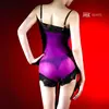 Body de encaje con portaligas, brillante y sedoso, estilo francés, puro y seductor, sexy, ajustado al cuerpo, traje de baño de medias con portaligas para mujer