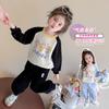 Conjunto de Sudadera para Niñas Primavera y Otoño 2025 Nuevo Set de Dos Piezas de Dibujos Animados para Niños Moda Bebé Moda Lindo Trendy