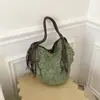 Bolsa de Mão Tecida Versátil de Grande Capacidade para Mulheres, Ombro Único, Sob o Braço, Palha, Bolsa Tote - Moda Tecida Transfronteiriça Primavera/Verão 2026